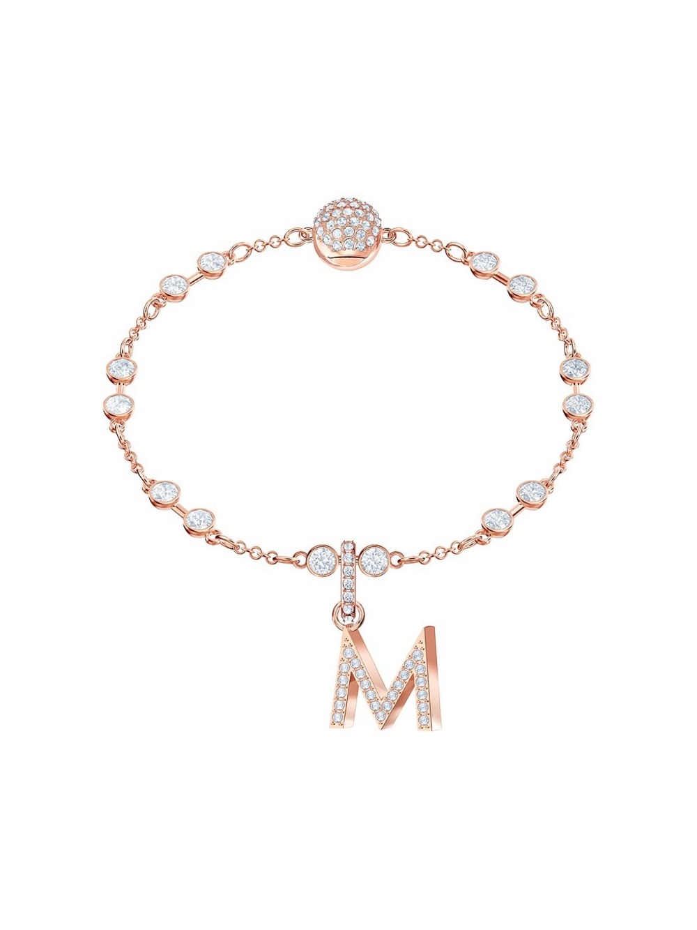 Swarovski Remix Collection strand
Round cut, White, 18K rose gold finish with M